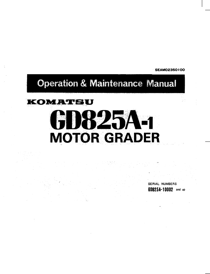Komatsu GD825A-1 Manual SEAM02350100 PDF