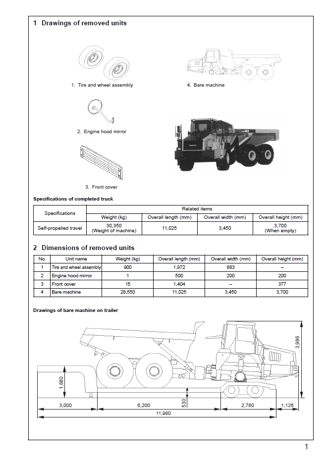 Komatsu Galeo HM400-1 Articulated Dump Truck Field Assembly Manual | GEN00029-00 PDF