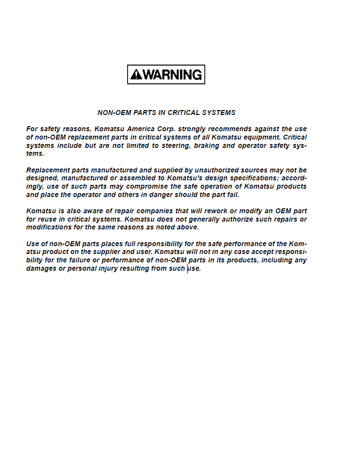 Komatsu HD1500-5 Dump Truck Service & Maintenance Manual (CEAM010703)