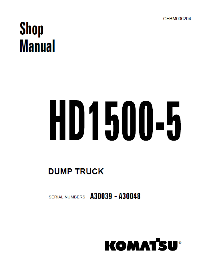 Komatsu HD1500-5 Repair Manual CEBM006204 PDF