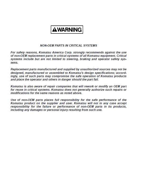 Komatsu HD1500-7 Maintenance Manual CEAM027201 PDF
