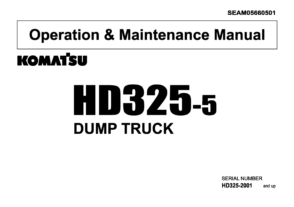Komatsu HD325-5 Dump Truck Operation & Maintenance Manual PDF | SEAM05660501