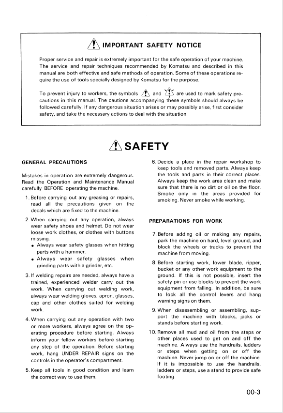 Komatsu HD4205-3 Technical Repair Guide SEBM05670302 PDF