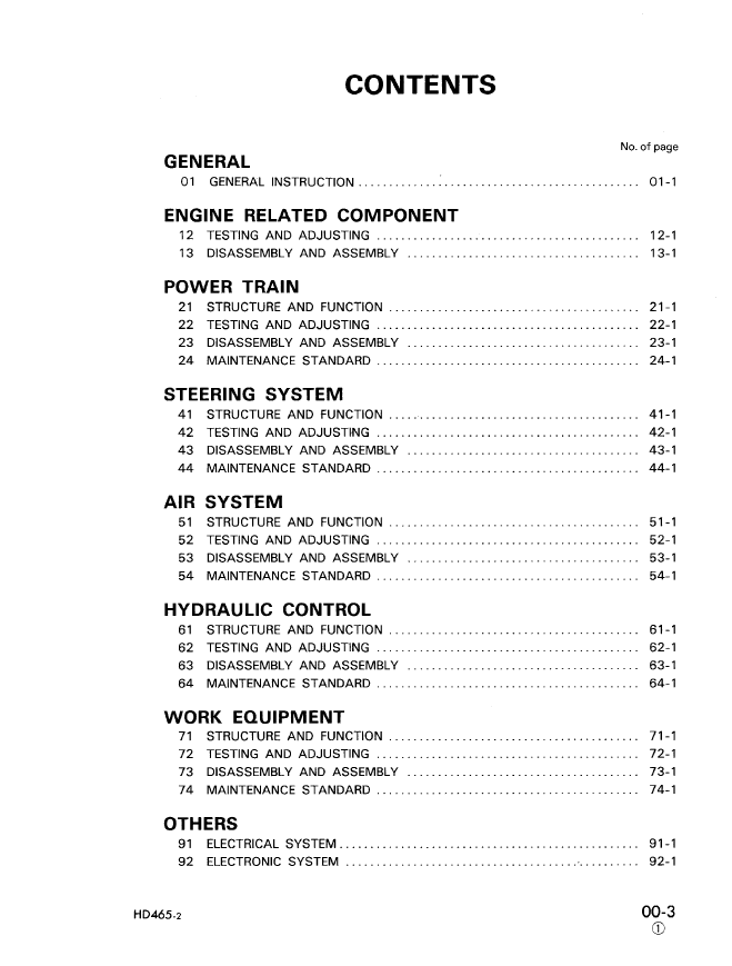 Komatsu HD465-2 Truck Service Manual SEBM0569C02