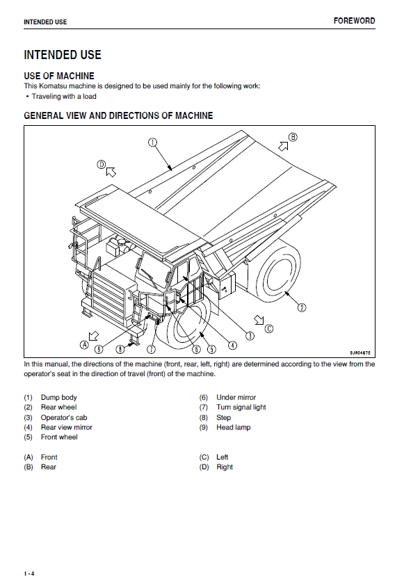 Komatsu HD465-7E0 / HD605-7E0 Truck Operator and Maintenance Manual