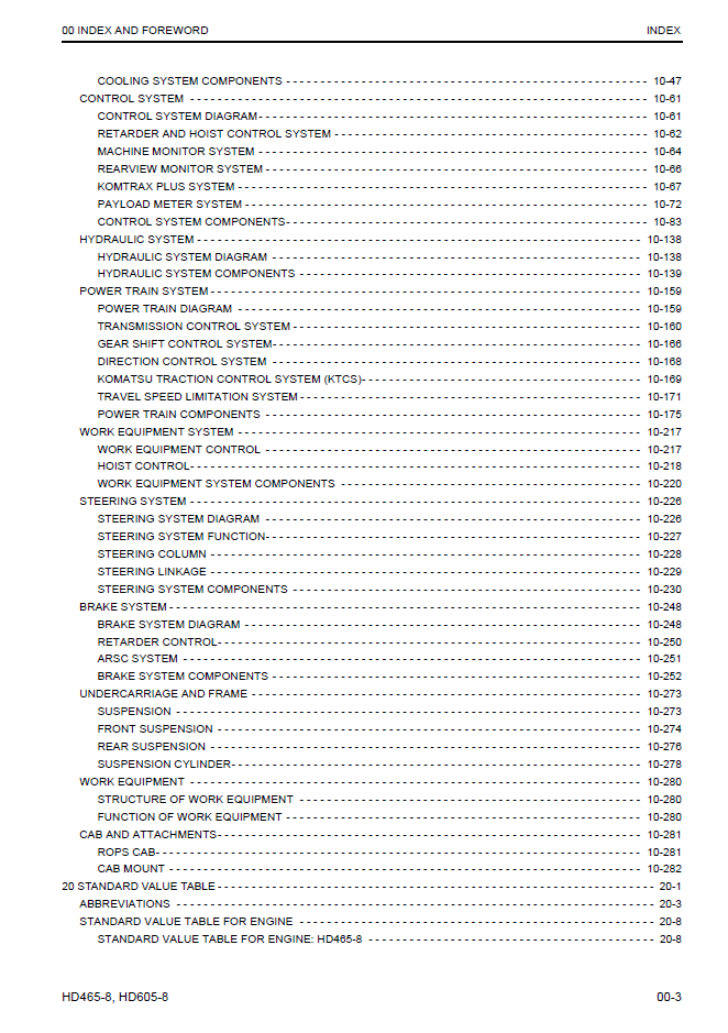 Komatsu HD465-8 HD605-8 Repair Manual SEN06605-04 PDF