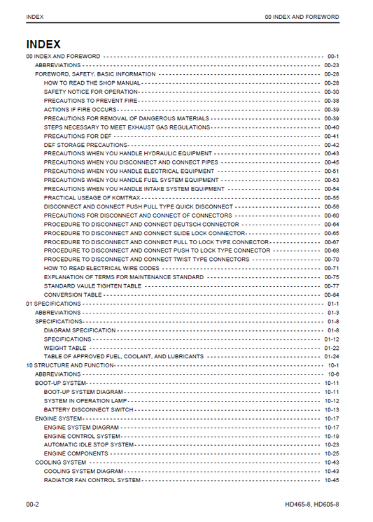 Komatsu HD465-8 HD605-8 Service Manual SEN06605-04 PDF