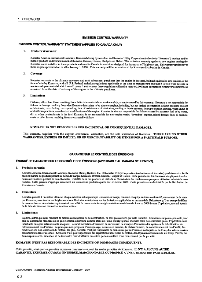 Komatsu HD785-5 Dump Truck Maintenance Guide (SEAM020406T)