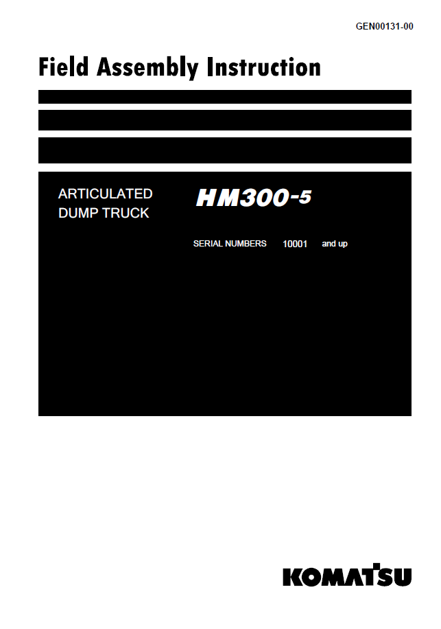Komatsu HM300-5 Articulated Dump Truck Field Assembly Instruction Manual GEN00131-00 PDF