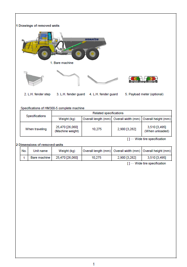 Komatsu HM300-5 Articulated Truck Setup Guide (GEN00131-00)