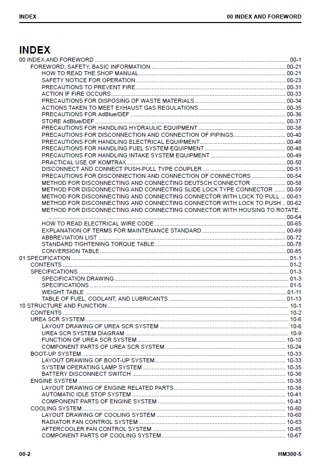 Komatsu HM300-5 Dump Truck Service Manual SEN06511-02 PDF