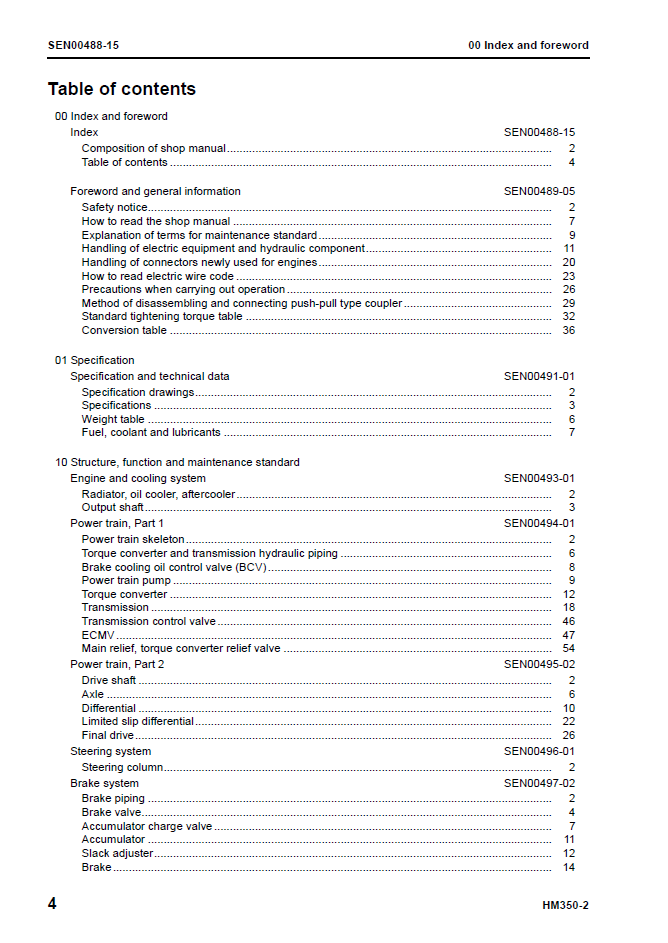 Komatsu HM350-2 Workshop Manual SEN00238-15 PDF