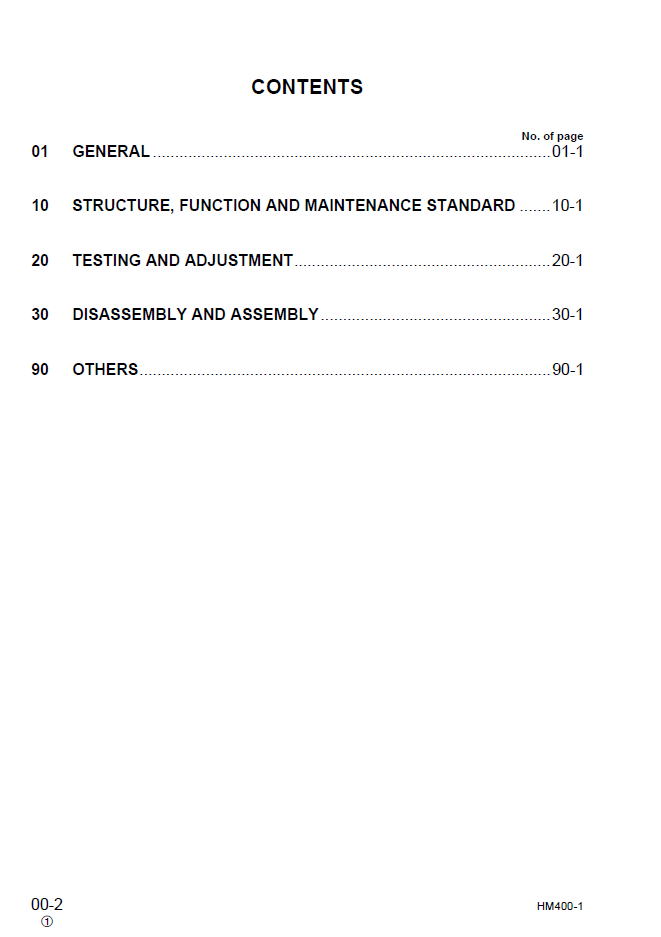 Komatsu HM400-1 Service and Repair Manual SEBM023017 PDF