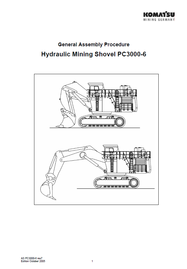 Komatsu Hydraulic Mining Shovel PC3000-6 General Assembly Procedure Manual (FAMPC3000-07)