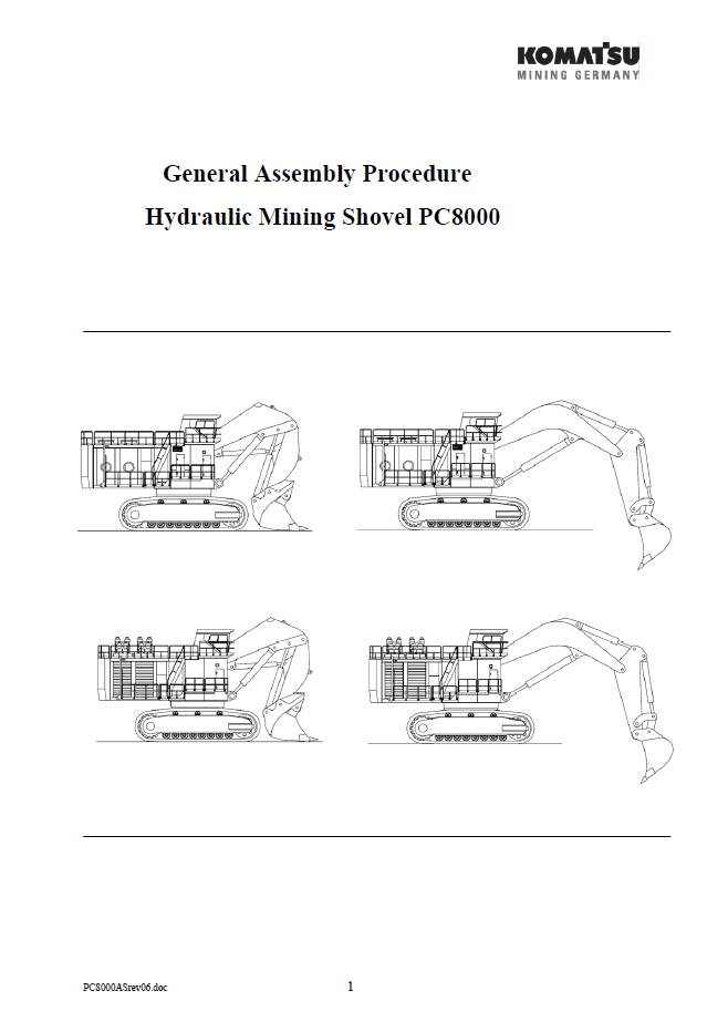 Komatsu Hydraulic Mining Shovel PC8000 General Assembly Procedure Manual (FAMPC8000-06)