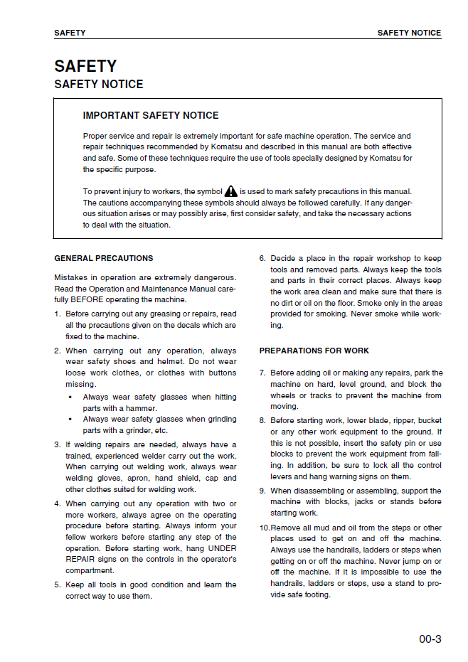 Komatsu MX352, MX502 Excavator Maintenance & Shop Manual SEBD035400 PDF