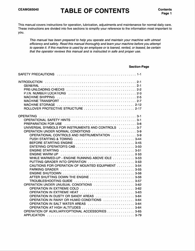 Komatsu Motor Graders GD530A-2, GD650A-2 & GD670A-2 Operation & Maintenance Manual PDF | CEAMG65040