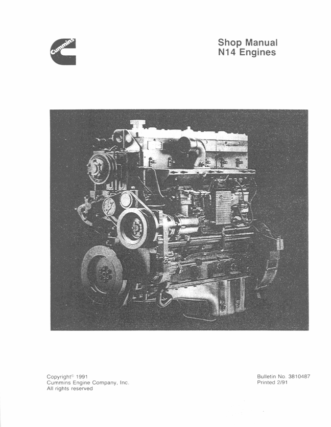 Komatsu N14 Engine Shop Manual PDF – Service & Repair Guide