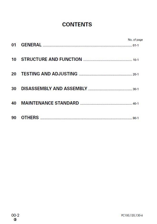 Komatsu PC100-6 and PC120-6 Excavator Repair Manual SEBM010611 PDF