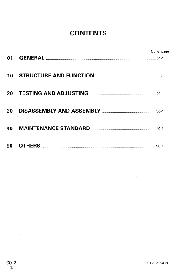 Komatsu PC120-6 Excel Excavator Repair Manual SEBM010404 PDF