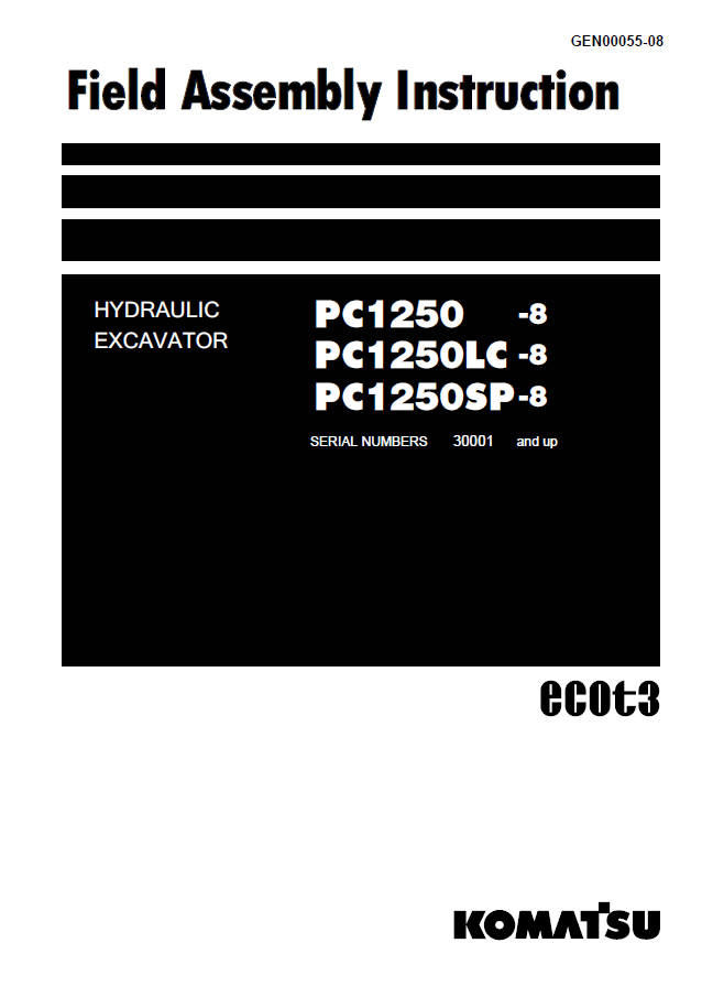 Komatsu PC1250-8 & LC-8 Excavator Official Field Assembly Manual - GEN00055-08 PDF