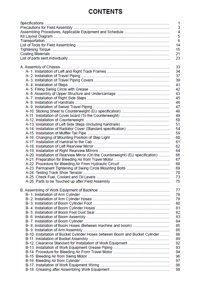 Komatsu PC1250-8 Series Excavator Field Installation Manual (Publication GEN00055-08)