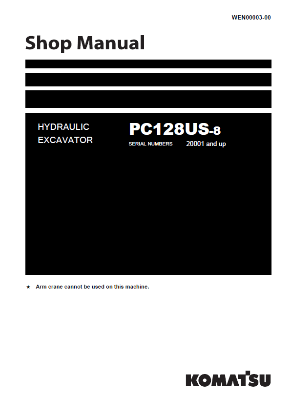 Komatsu PC128US-8 Hydraulic Excavator Shop Manual PDF