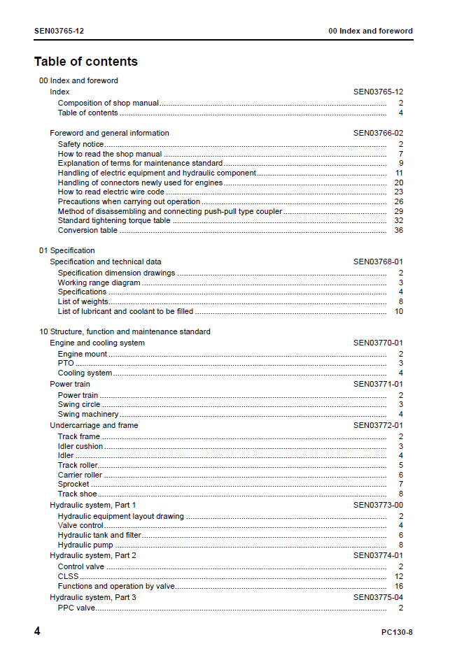 Komatsu PC130-8 Repair Manual SEN03763-12 PDF