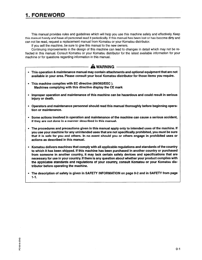 Komatsu PC150-6K, PC150LC-6K Hydraulic Excavator Operation Instructions (Pub. EEAD008801)