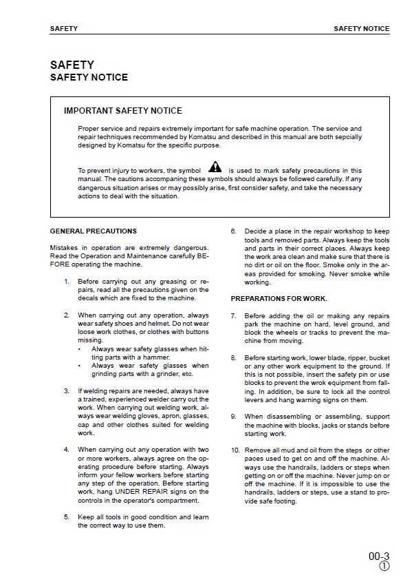 Komatsu PC150-6K and PC150LC-6K Hydraulic Excavator Workshop Manual