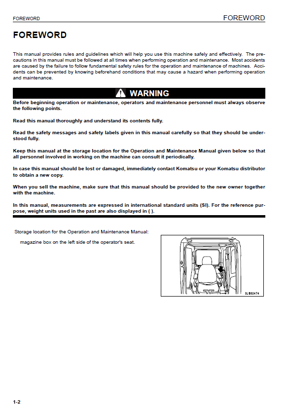 Komatsu PC160LC-8 & PC190LC-8 / NLC-8 Operation & Maintenance Manual 