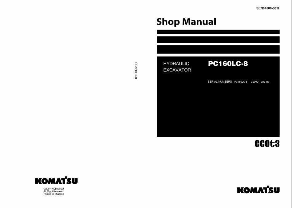 Komatsu PC160LC-8 Shop Manual SEN04566-00TH PDF
