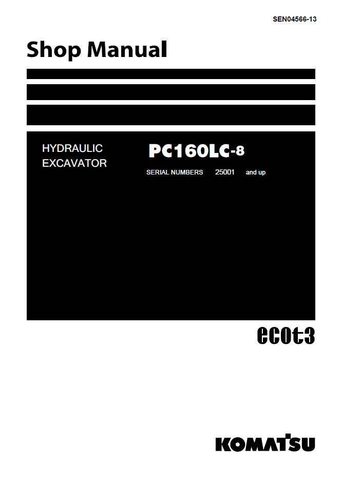 Komatsu PC160LC-8 Shop Manual SEN04566-13 PDF
