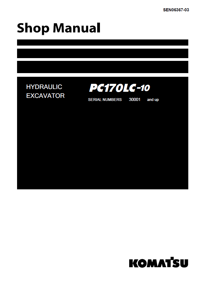 Komatsu PC170LC-10 Hydraulic Excavator Shop Manual SEN06367-03