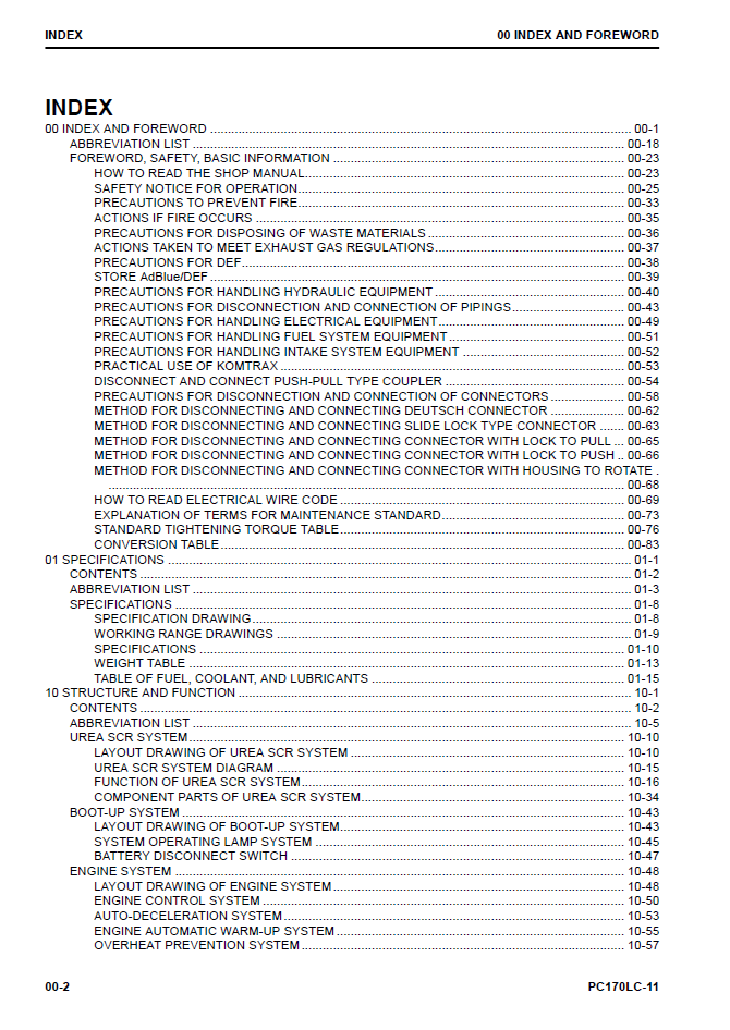 Komatsu PC170LC-11 Service Manual SEN06607-03 PDF