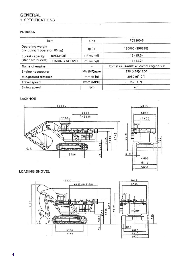 Komatsu PC1800-6 Hydraulic Excavator Installation Guide - GEN00016-01 PDF