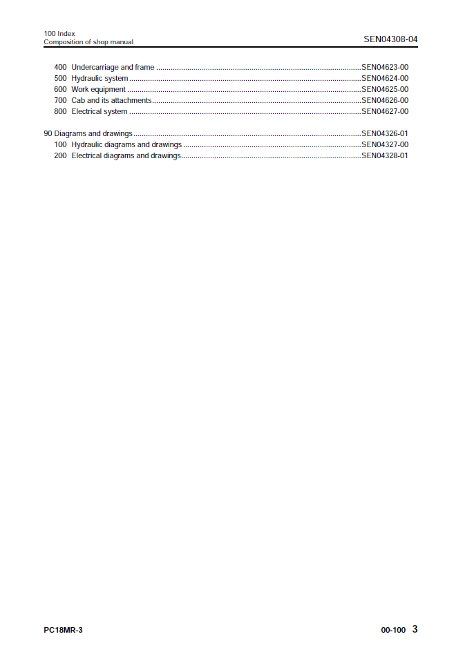 Komatsu PC18MR-3 Repair Manual SEN04306-04 PDF