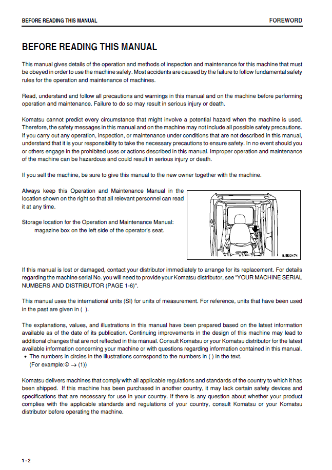 Komatsu PC200-8M0 & PC200LC-8M0 Excavator Operator Manual (PEN87001-01TH)