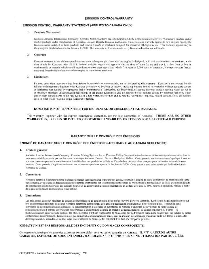 Komatsu PC210-6K & PC240LC-6K Series Hydraulic Excavator Instructions (Pub. EEAD006007)