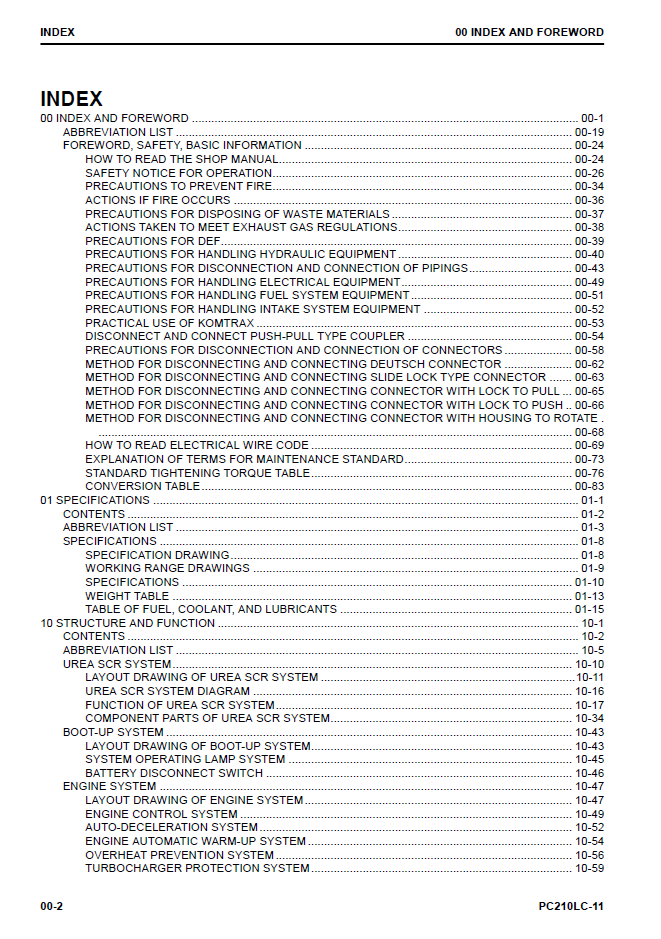 Komatsu PC210LC-11 Excavator Service Manual SEN06516-01 PDF