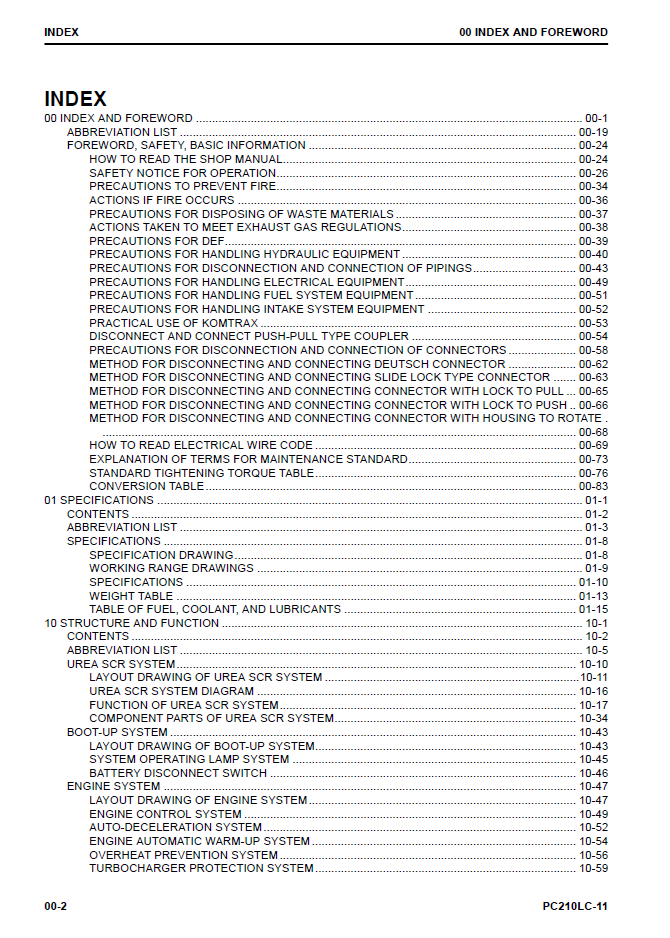 Komatsu PC210LC-11 Excavator Service Manual SEN06516-C1 PDF