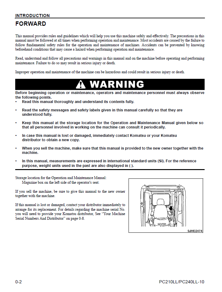 Komatsu PC210LL-10 PC240LL-10 Maintenance Manual CEAM028303 PDF