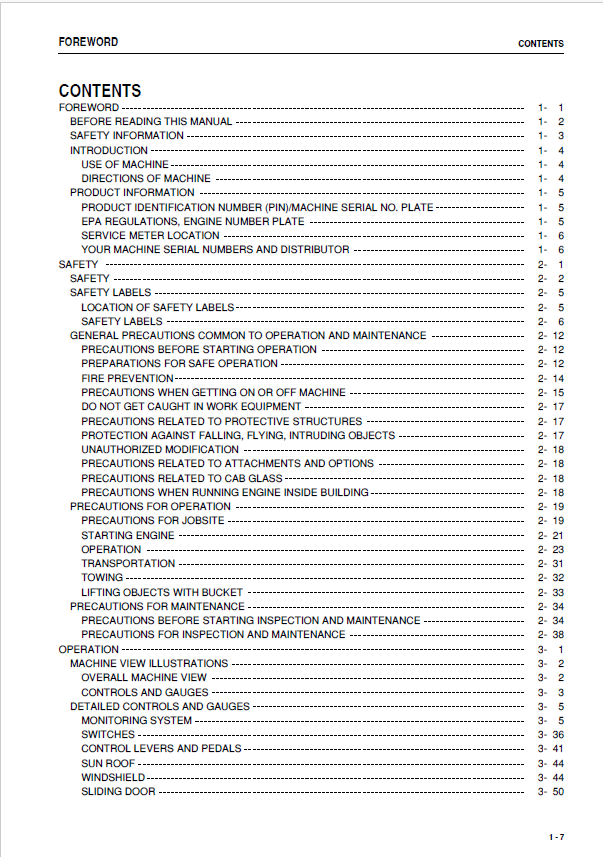 Komatsu PC228US-3E0 -3E0LC Hydraulic Excavator Manual PDF