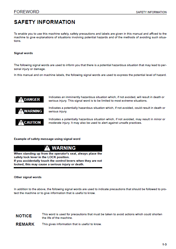 Komatsu PC228US-3 / PC228USLC-3 Operation & Maintenance Guide - PDF Download