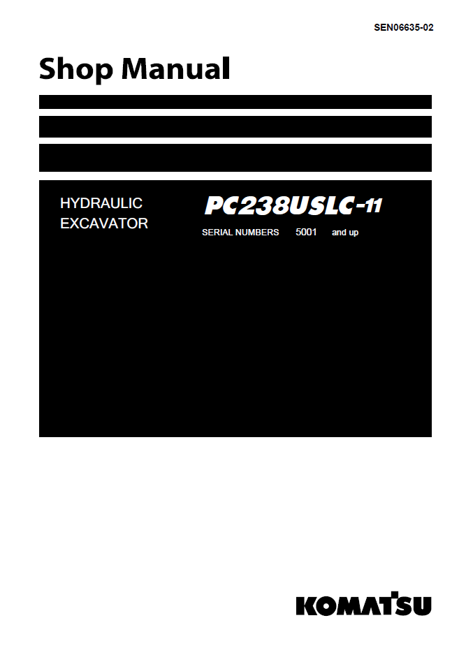 Komatsu PC238USLC-11 Hydraulic Excavator Shop Manual SEN06635-02