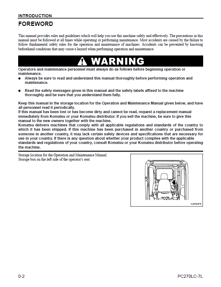 Komatsu PC270C-7L Hydraulic Excavator Service & Maintenance Manual (CEAM008703)