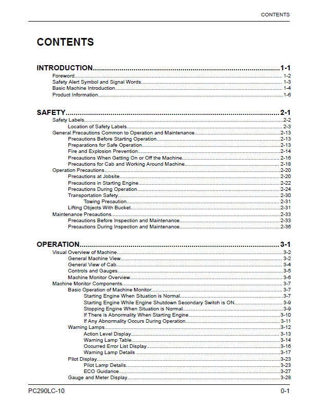Komatsu PC290LC-10 Operation & Maintenance Manual CEAM025306