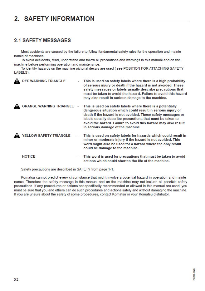 Komatsu PC290LC-6K & PC290NLC-6K Excavator Maintenance Manual EEAM010300
