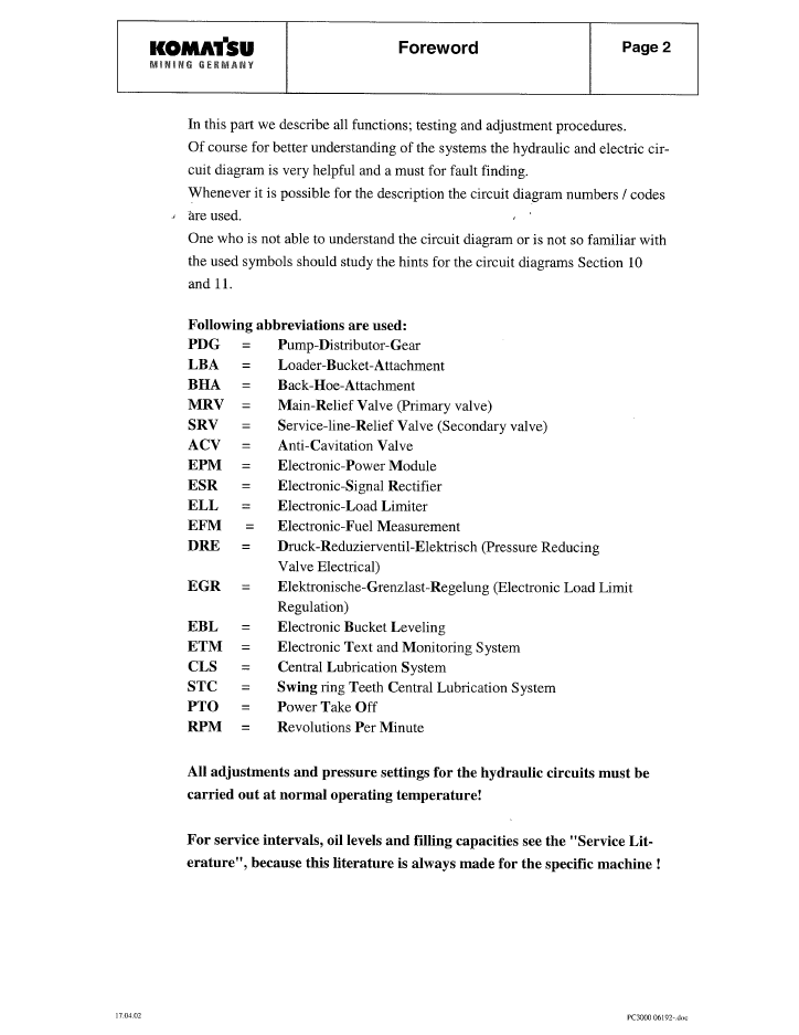 Komatsu PC3000-1 Mining Shovel Service Manual SMPC30006194 PDF
