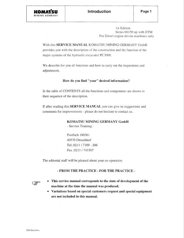 Komatsu PC3000-1 Mining Shovel Shop Manual SMPC30006171 PDF